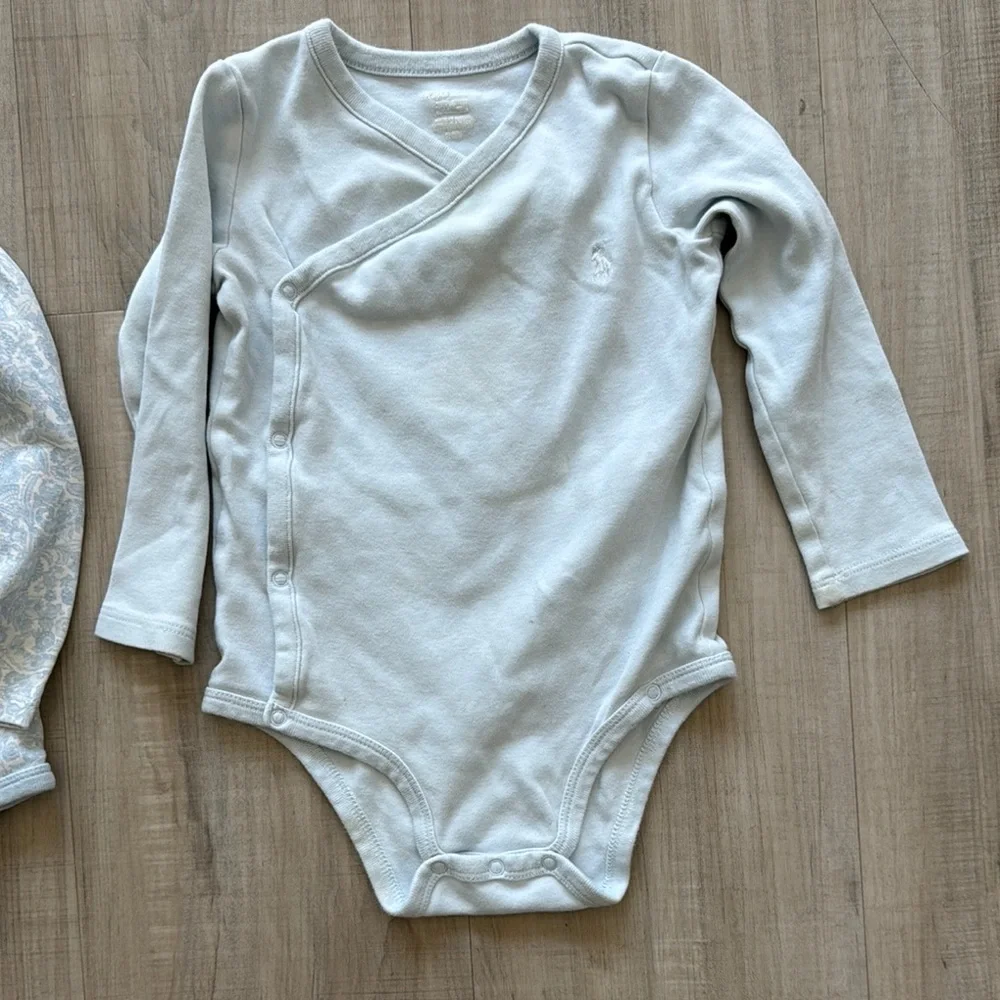 Baby Blue Long Sleeve Onesie romper baby toddler infant 18m Set 2PCs button